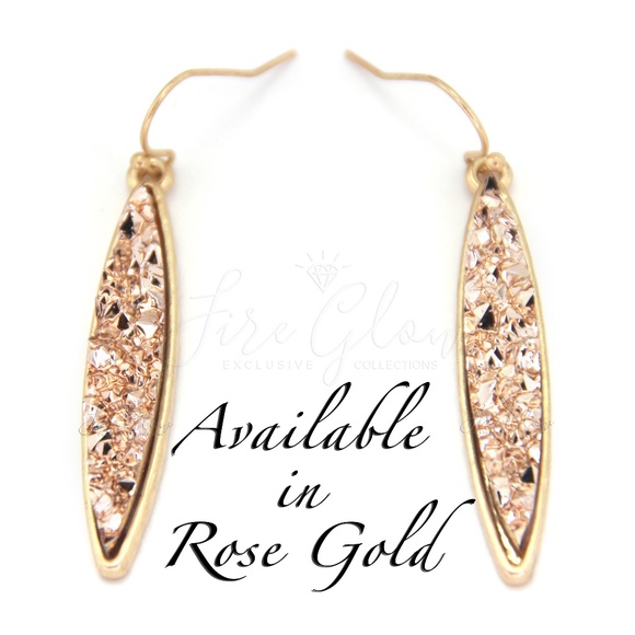 Teardrop / Marquise Shape Black Druzy Earrings - Picture 6 of 8